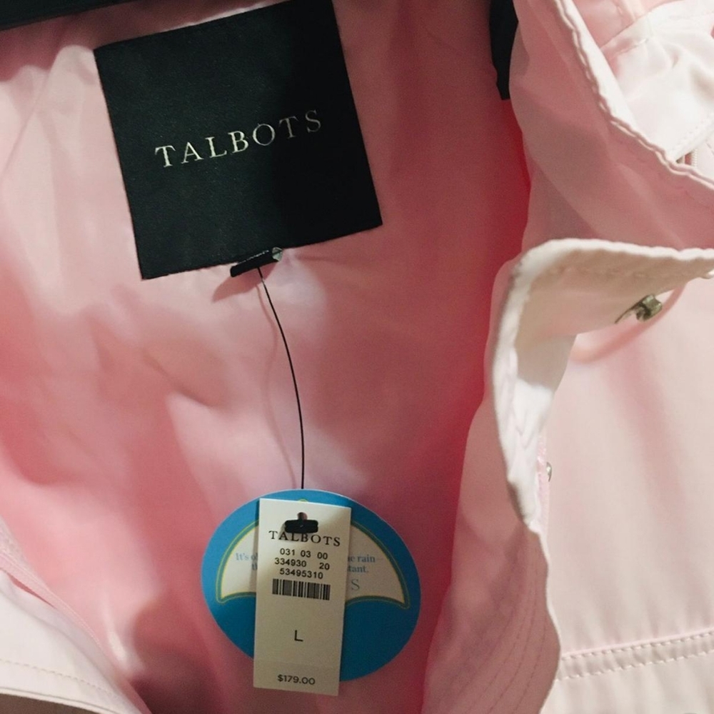 Talbots Drawcord RAINCOAT Delicate Rose Water Resistant - Picture 6 of 11